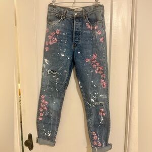We The Free Denim with Pink Floral Accents